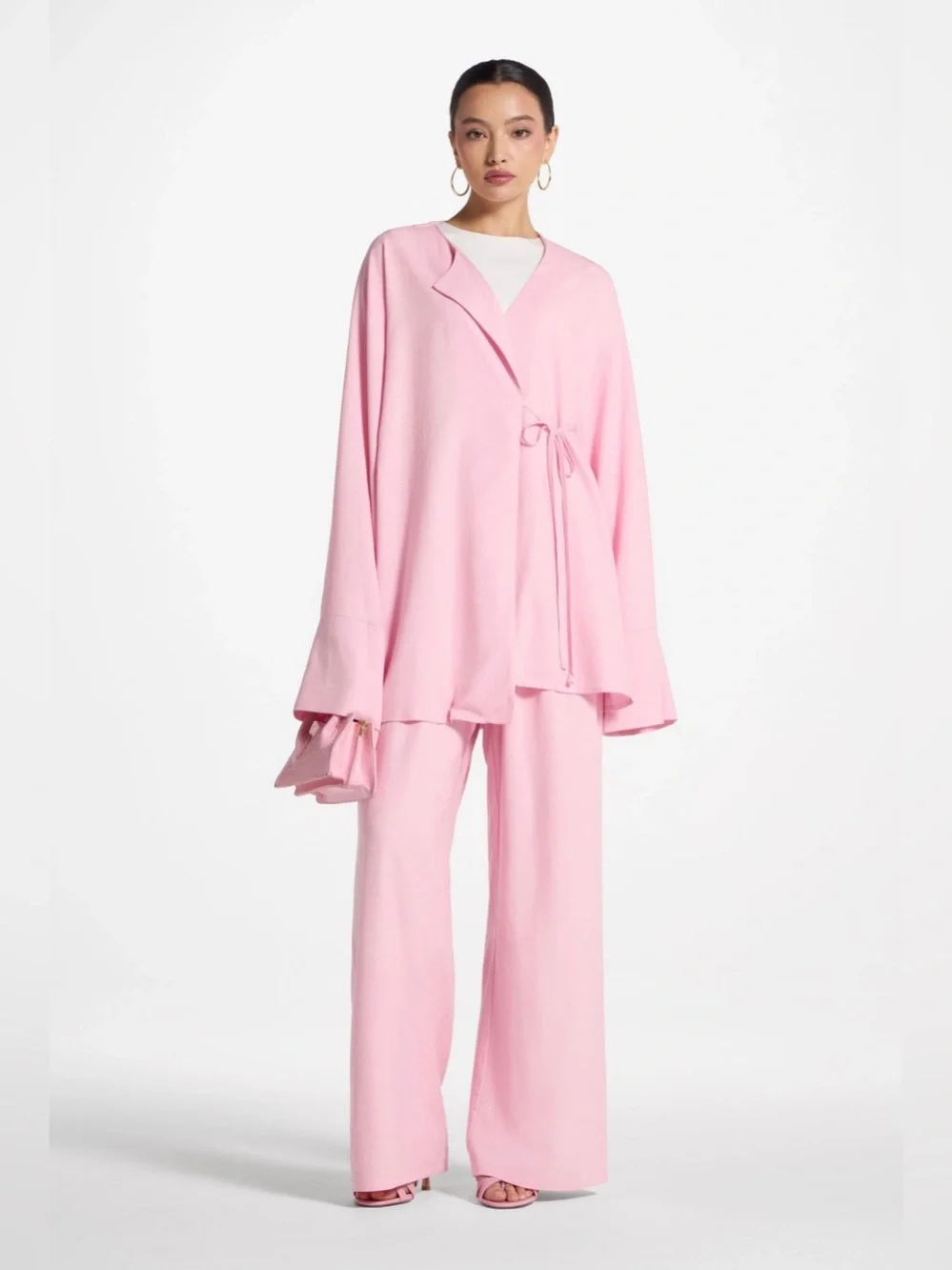 Veiled Collection Linen Top And Pants Matching Set
